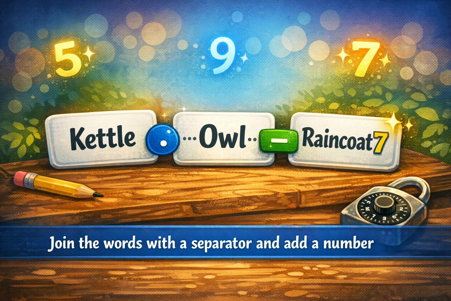 Join the words with a separator and add a number